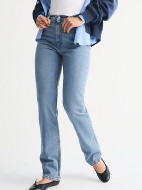 Abercrombie & Fitch Light Blue High Rise Straight Jeans